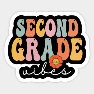 Second Grade Vibes Retro Groovy Vintage First Day Of School Sticker